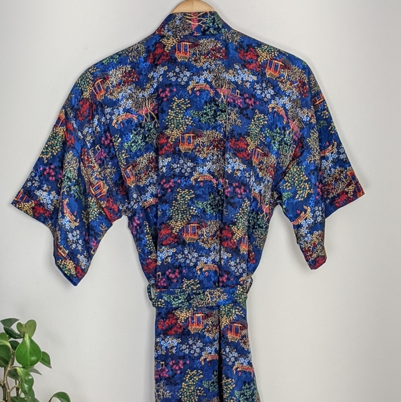 Vintage Kimono | Robe Cover-up | Blue | Size Large - Picture 5 of 9